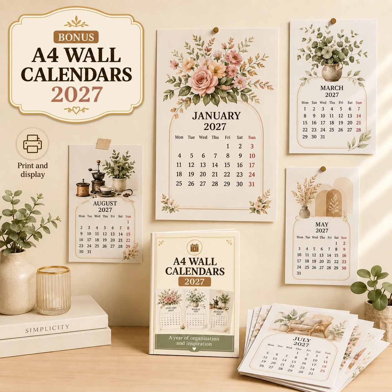 Bonus: A4 wall calendars