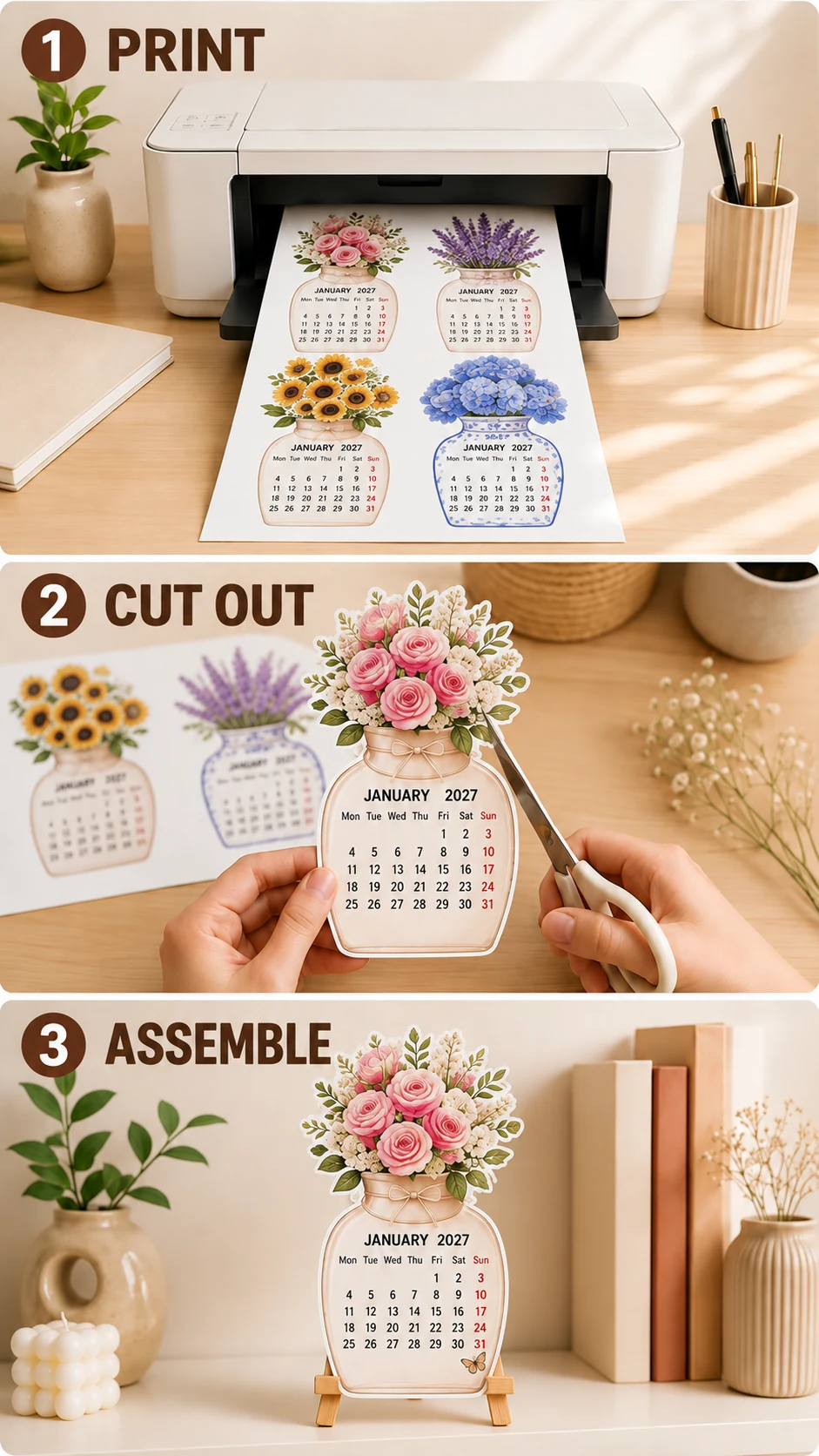 How to make your calendar: print, cut out and assemble