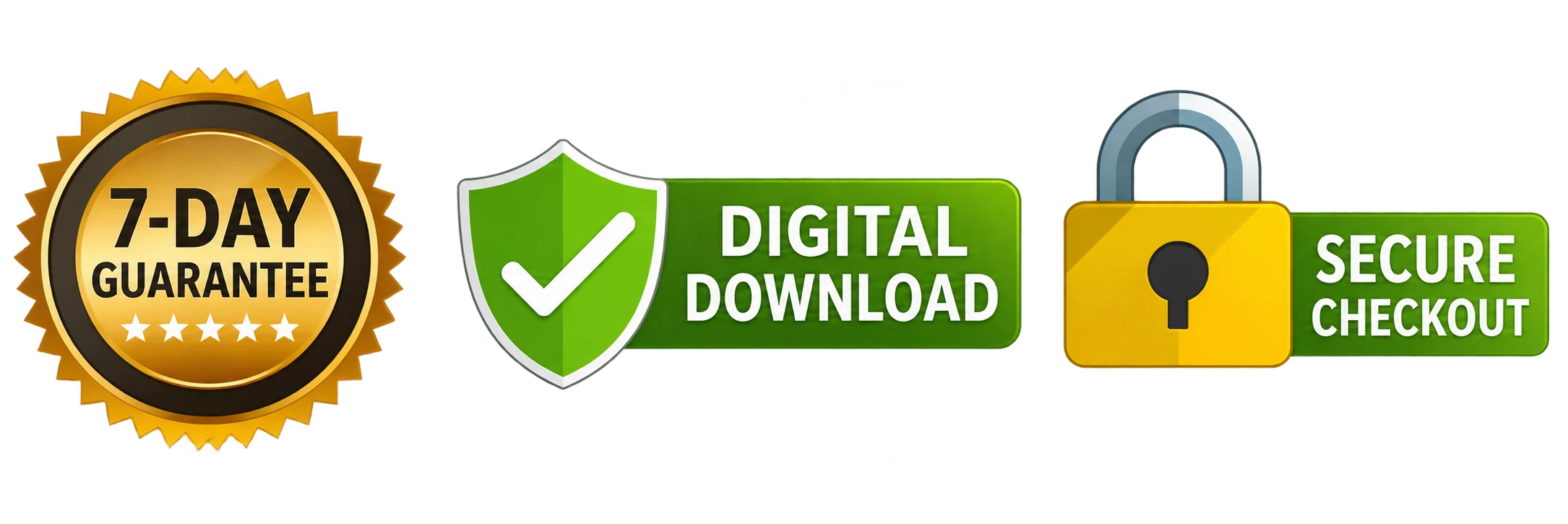 7-day guarantee, digital download and secure checkout